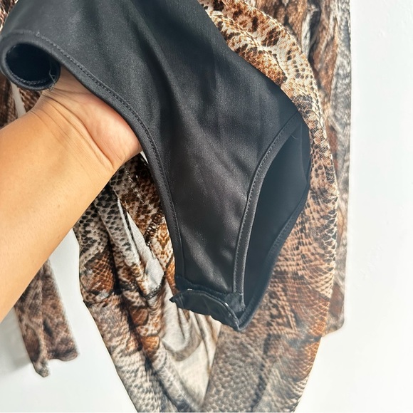 Brown Tan Long Sleeve Wrap Bodycon Dress - Picture 8 of 8